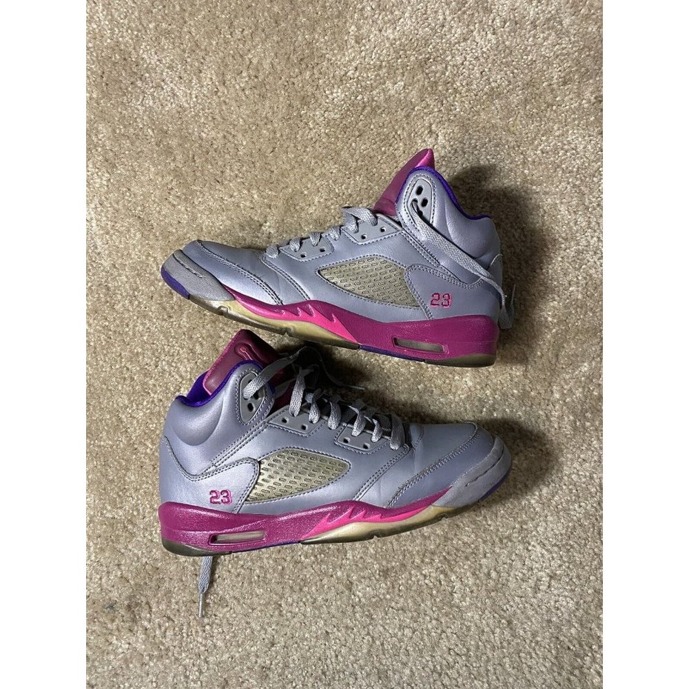 NIKE AIR JORDAN 5 V 2013 Retro GS 440892-009 Cement Grey Pink Girls Size 6y